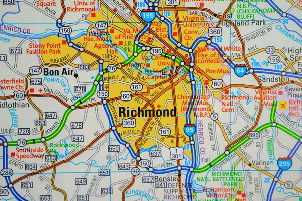 Richmond Estados Unidos Mapa — Foto de Stock