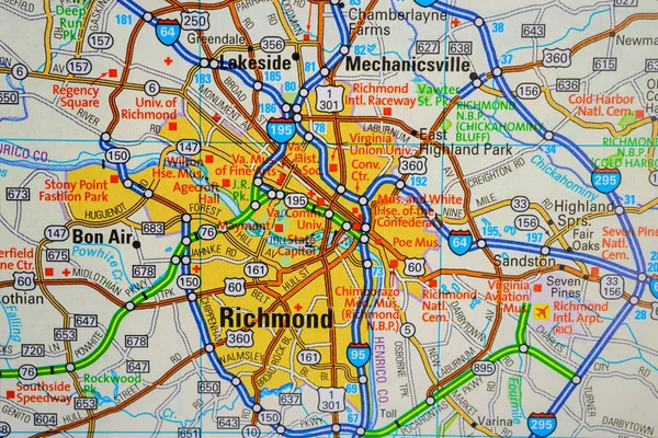 Richmond Estados Unidos Mapa — Foto de Stock