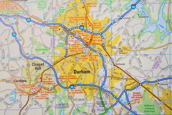 Durham Mapie Miasta Usa — Zdjęcie stockowe