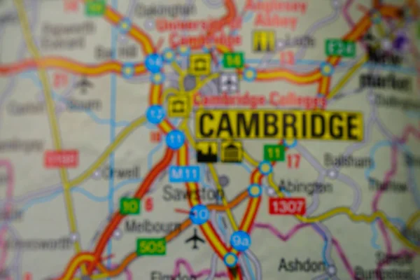 Cambridge Auf Der Karte — Stockfoto