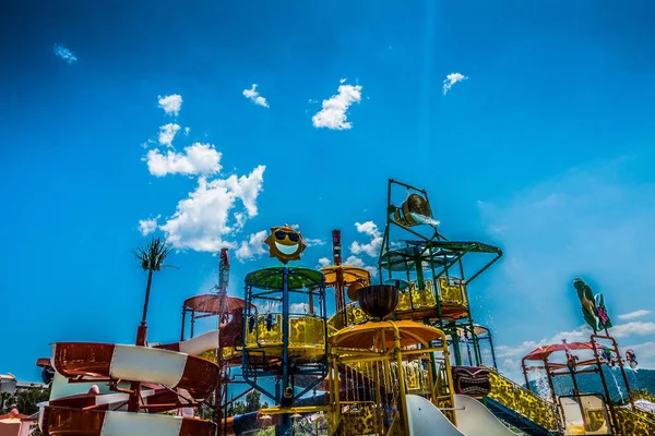 Parque Aquático Infantil Corrediças Água Para Crianças — Fotografia de Stock