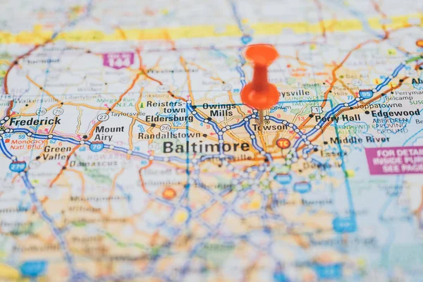 Baltimore Térképen — Stock Fotó