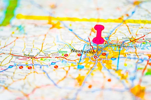 Nashville Mapě — Stock fotografie