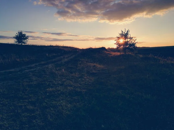 Belo Pôr Sol Noite Paisagens Natureza — Fotografia de Stock