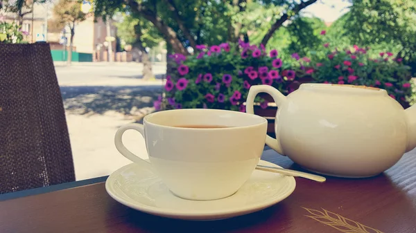 Une Tasse Thé Dans Café — Photo