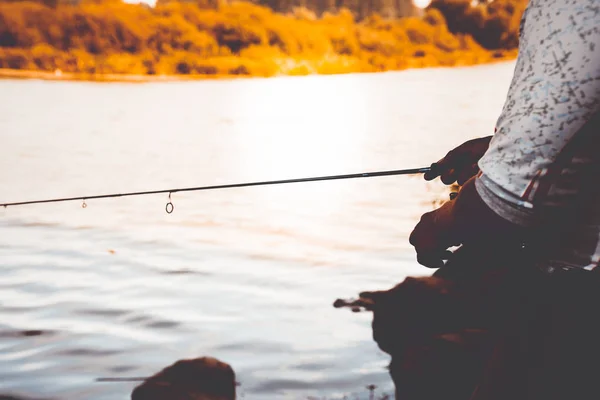 Рибалка Рибалка Озері — стокове фото