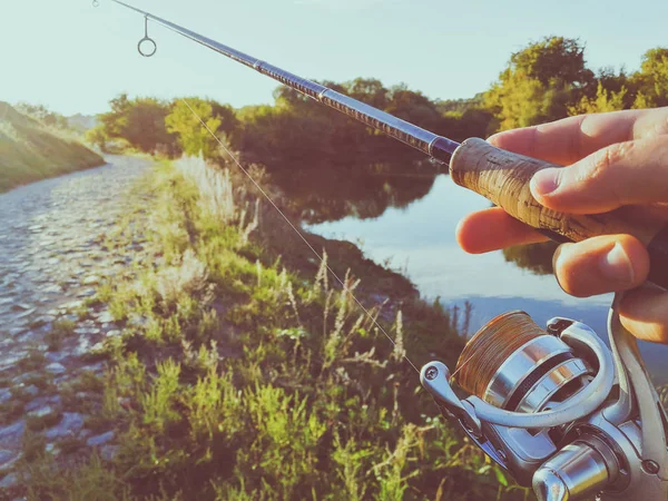 Sostiene Mano Girando Para Pesca — Foto de Stock