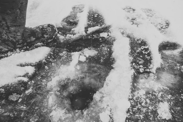 Winter Eisangeln Auf Dem See — Stockfoto