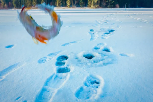 Зимова Льодова Риболовля Озері — стокове фото
