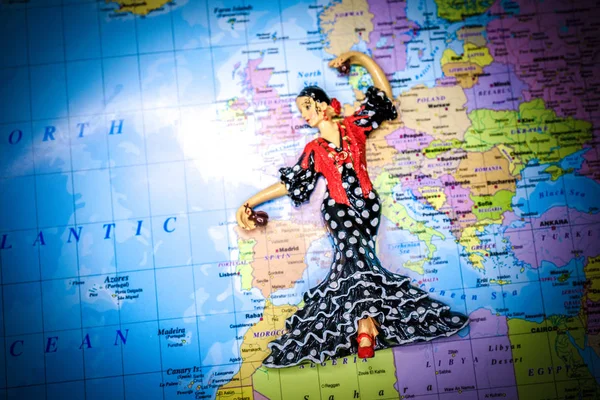Танцор Фламенко Карте Мира — стоковое фото