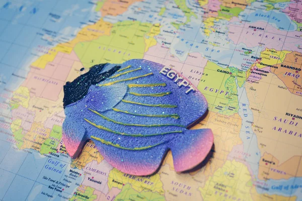 Magnete Dall Egitto Sulla Mappa — Foto Stock