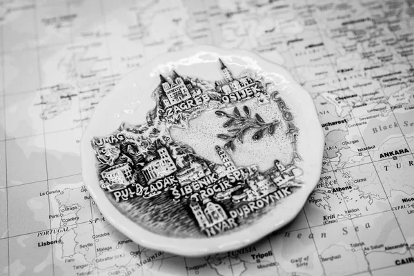 Croatia map on the ceramic magnet