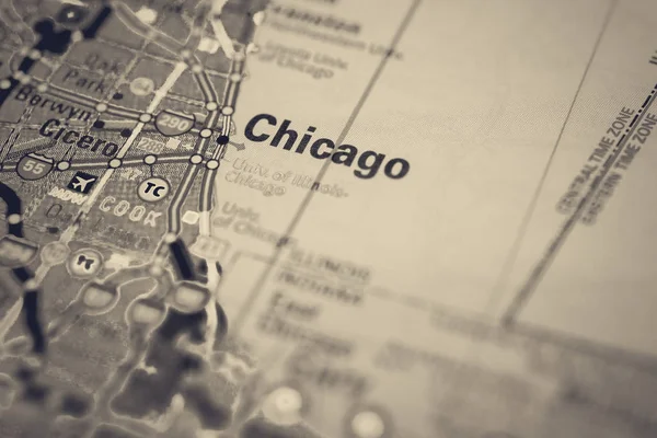 지도에 시카고 — 스톡 사진