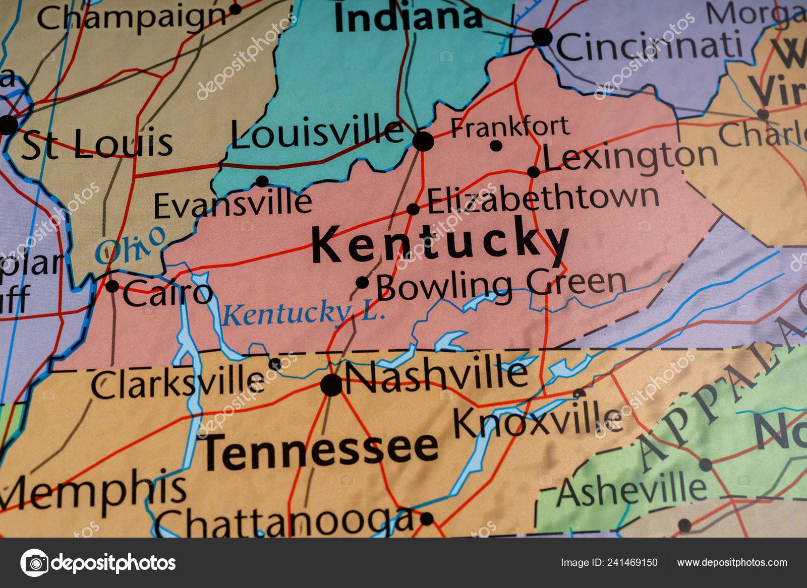 Kentucky State Usa Map Stock Photo C Aallm 241469150
