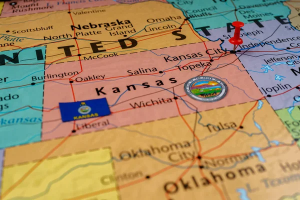 Штату Канзас Карті Сша — стокове фото