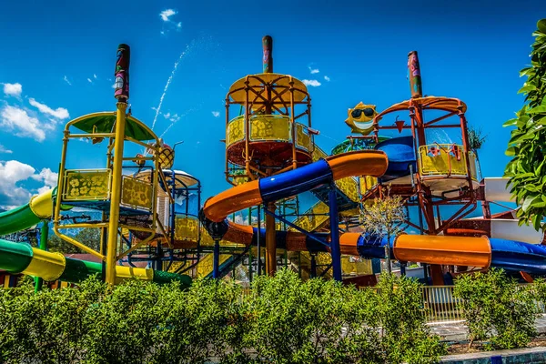 Parque Aquático Infantil Corrediças Água Para Crianças — Fotografia de Stock