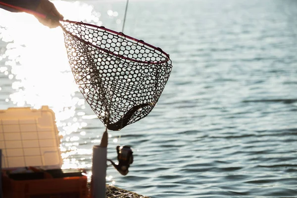 Форель риболовля на озері — стокове фото