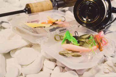 Balıkçılık yem arka plan closeup