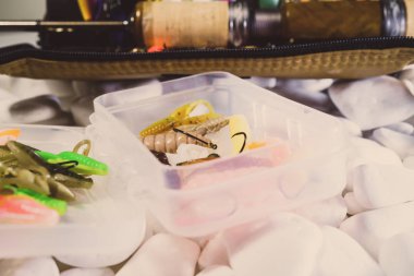 Balıkçılık yem arka plan closeup