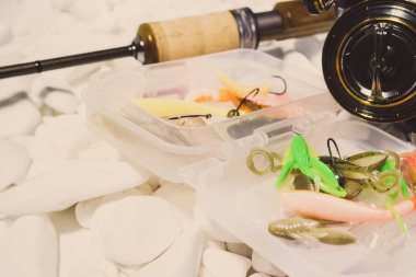 Balıkçılık yem arka plan closeup