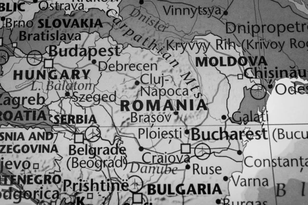 Румунія на карті Європи — стокове фото