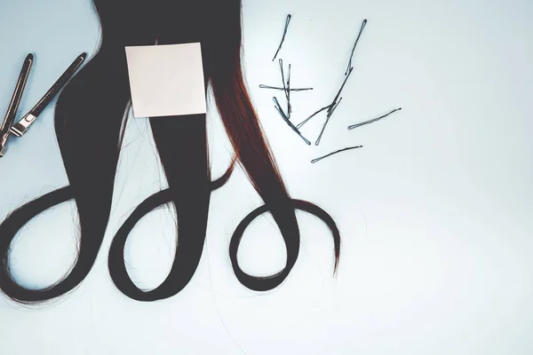 Hairdresser concept: false hair and hairpins — Stock Photo, Image