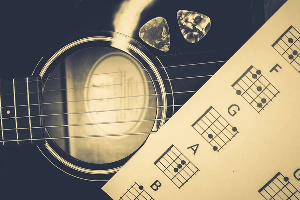 Arka Plan Olarak Bir Tema Gitar — Stok fotoğraf