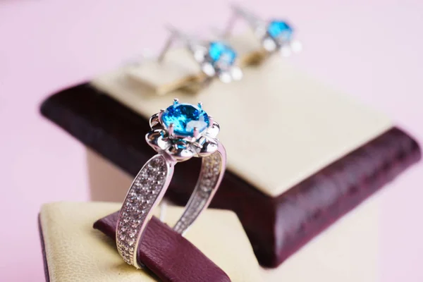 Beautiful ring with stones — Stock Photo, Image