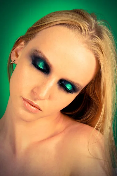 Makeup with green shadows