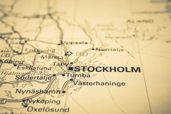 Mapa Stockholm Road — Zdjęcie stockowe