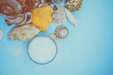 Kabukları ve deniz tuzu arka plan