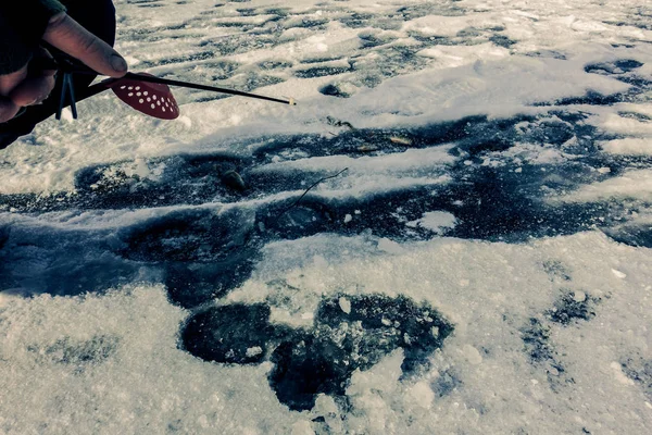 Winterfischen Aus Eis — Stockfoto