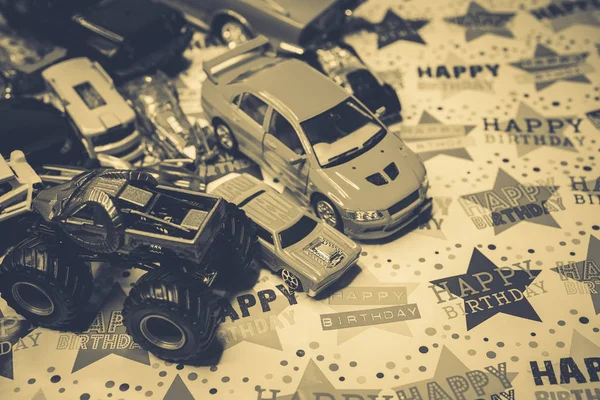 Toy cars birthday gift — Stock Photo, Image