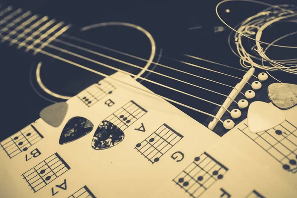 Guitar and chords background — Stock Photo, Image