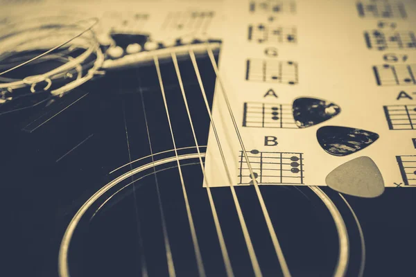 Gitarr och ackord bakgrund — Stockfoto