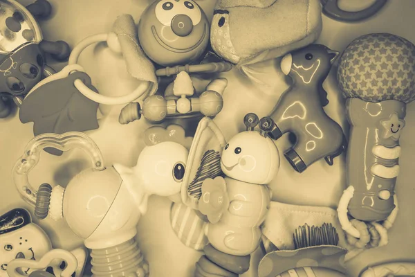 Brinquedos para bebê, fundo — Fotografia de Stock