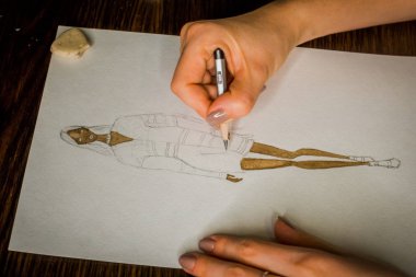 Vinnytsia, Ukrayna - Circa 2018: Çizim moda illüstrasyon.