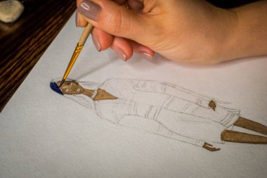 Vinnytsia, Ukrayna - Circa 2018: Çizim moda illüstrasyon.