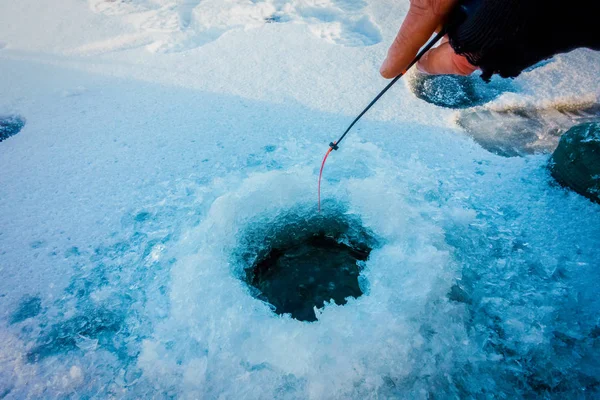 Hobby Eisfischen Winter — Stockfoto