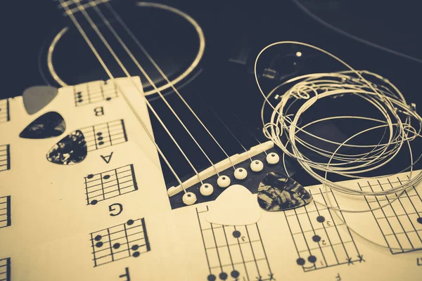 Guitar and chords background — Stock Photo, Image