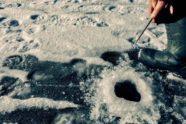 Зимова Риболовля Льоду — стокове фото
