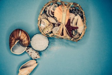 Kabukları ve deniz tuzu arka plan