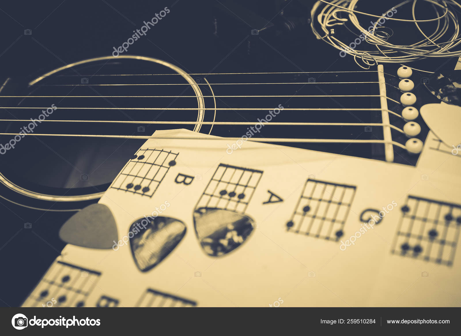 Guitar and chords background Stock Photo by ©aallm 259510284