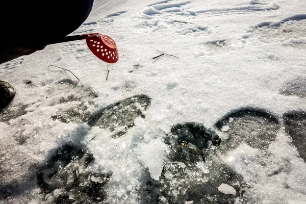 Winterfischen Aus Eis — Stockfoto