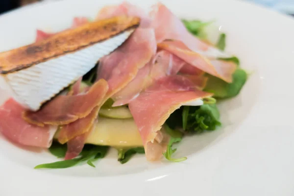 Salad Prosciutto Camembert Cheese — Stock Photo, Image