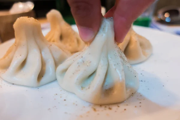 Köstliche Frische Saftige Chinkali — Stockfoto