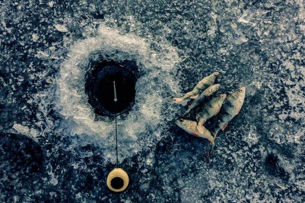 Льодова Риболовля Озері — стокове фото