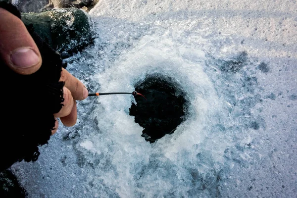 Hielo Invierno Pasatiempo Pesca — Foto de Stock