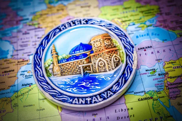 Antalya Mapa Fundo Close — Fotografia de Stock