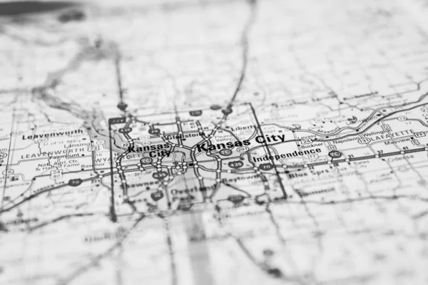 Kansas cidade no mapa dos EUA — Fotografia de Stock